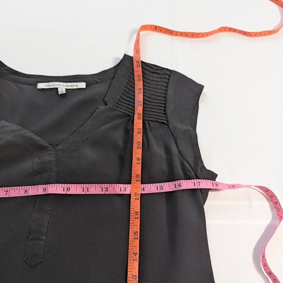 NWT Collective Concepts Size Small 100% Silk Black Cap Sleeved Tank - Picture 10 of 10